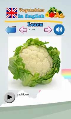 Vegetables in English Language android App screenshot 1